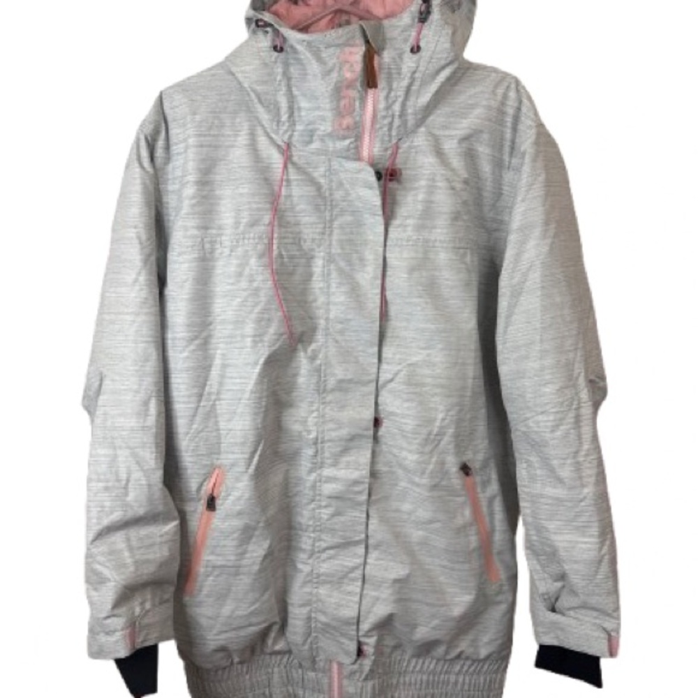 🦋BENCH Light Gray Hooded Jacket with Pink Accents NWT